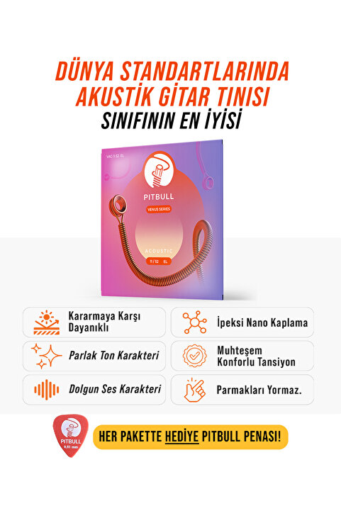 PİTBULL Pitbull Strings Venüs Seri Akustik Gitar Takım Teli Vag 11 52 El Extra Light 80/20 Bronz