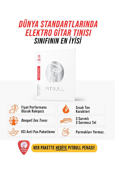 PİTBULL Pitbull Strings Silver Seri Elektro Gitar Takım Teli SEG 10-46 L Light Nikel Alaşım
