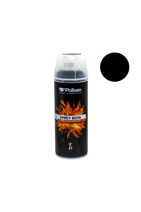 Polisan Akrilik Sprey Boya -Mat -Siyah - RAL-9004 -0,400Lt. -POLİSAN