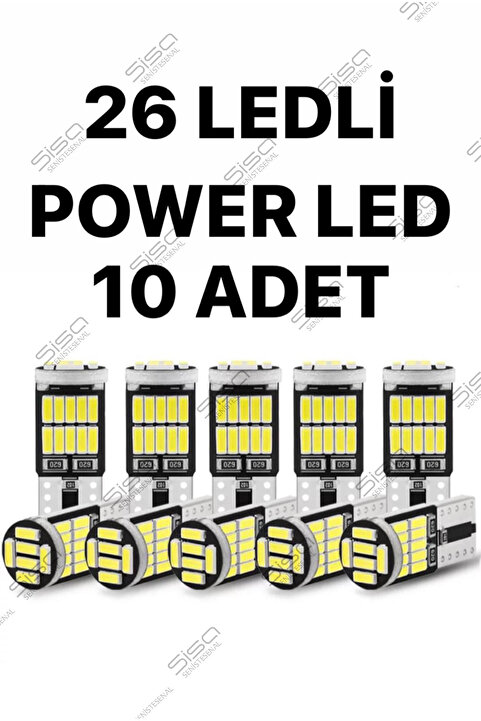 SİSA SENİSTESENAL T10 Led 26 Ledli 10 Adet W5w Metal Ultra Power Beyaz Park Plaka Tavan Ampulü