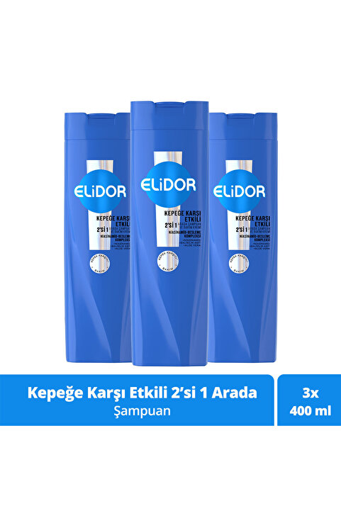Elidor Şampuan ve Saç Bakım Kremi Kepeğe Karşı Etkili 400 ml x3