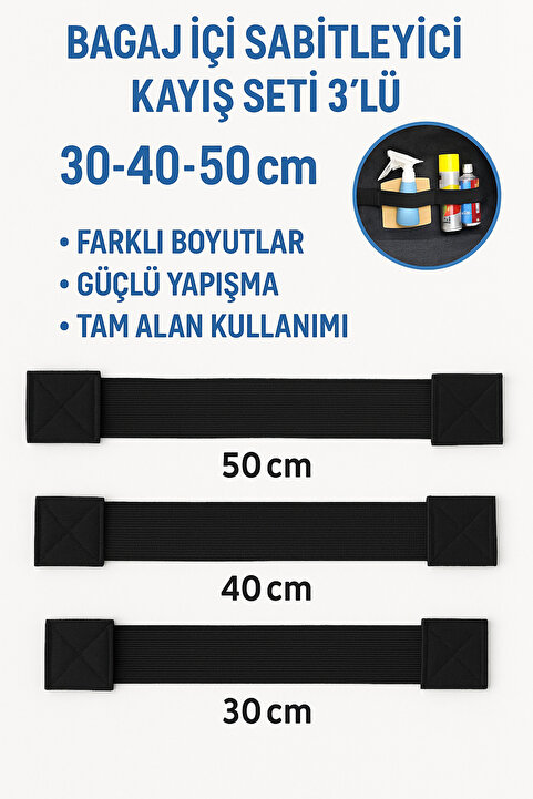 UYDEE Bagaj Toplayıcı Bagaj Düzenleyici Bagaj Organizeri Bagaj Lastiği Elastik Bagaj Sabitleyici 3 Lü Set