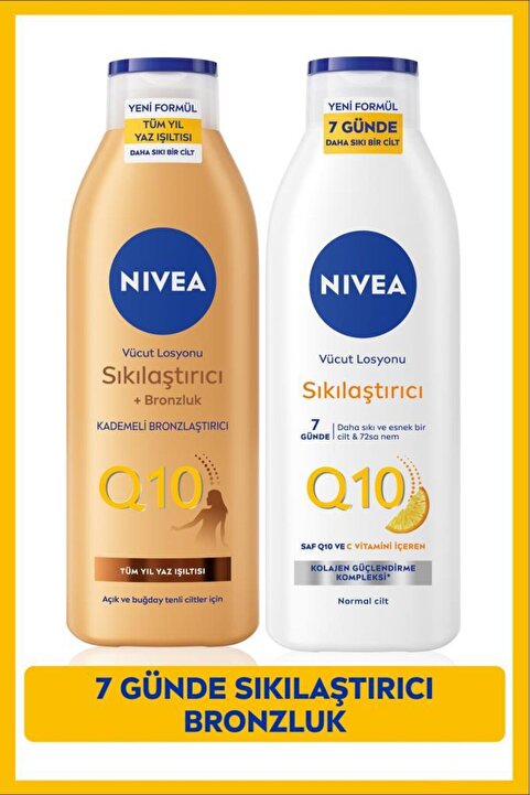 NIVEA Q10 7 Günde Sıkılaştırıcı Vücut Losyonu 250ml Ve Bronzlaştırıcı Losyon 250ml, Nemlendirici
