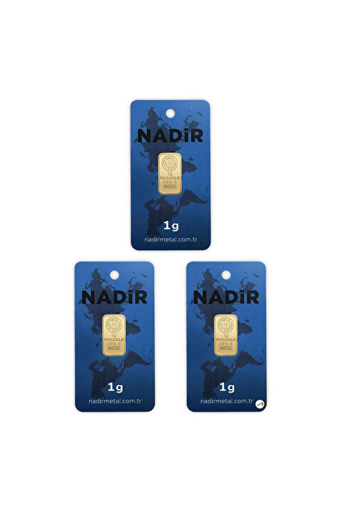 Nadir Gold 3 Adet 1 gr 24 Ayar Nadirgold gram Altın (DİKDÖRTGEN)
