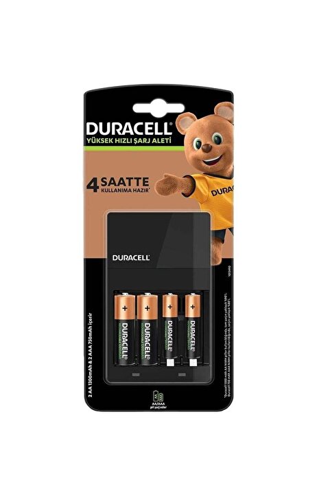 Duracell AA*2 + AAA*2 (Pilli) Hızlı Pil Şarj Aleti CEF14 (2 Adet *750 mAh AAA + 2 Adet* 1300 mAh AA