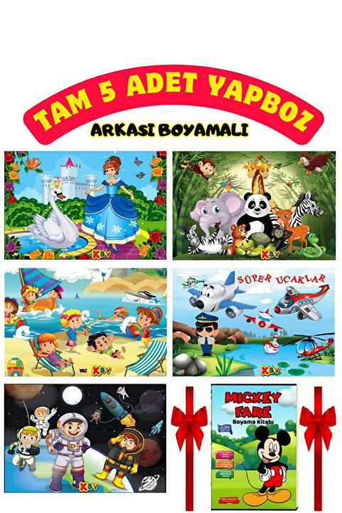 Ema Çocuk 20x30cm Yapboz Seti 5'li - KBY Boyamalı 5 Farklı Yapboz Görseldeki Gibi