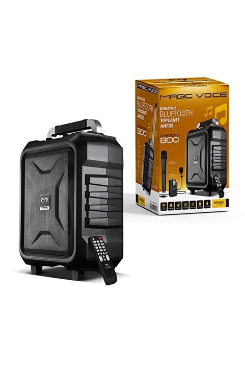 MagicVoice MV-2015 USB-SD-BT 1 El + 1 Yaka Mikrofonlu 300W Taşınabilir Şarjlı Hoparlör Anfi