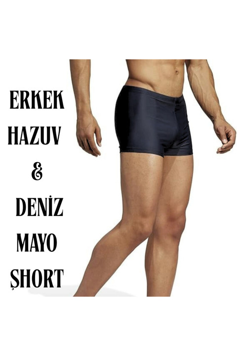 RUTBİL SPORTS ERKEK SİYAH HAVUZ-DENİZ- KISA TAYT MAYO-KISA SPOR TAYT-KISA MAYO SİYAH