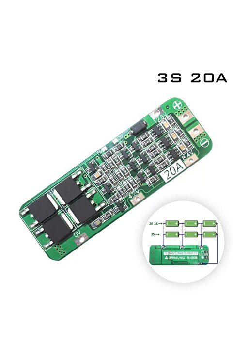 Genel Markalar 3s 20a Lipo Pil Koruma Ve Balans Devresi - Bms Modülü (11.1V LİTYUM PİL UYUMLU)