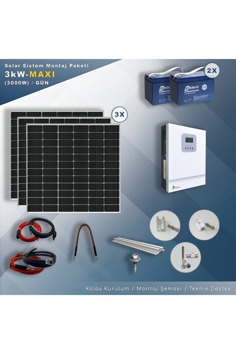 MAtech 3 Kw Maxı Solar Paket Sistem (3000W/GÜN)