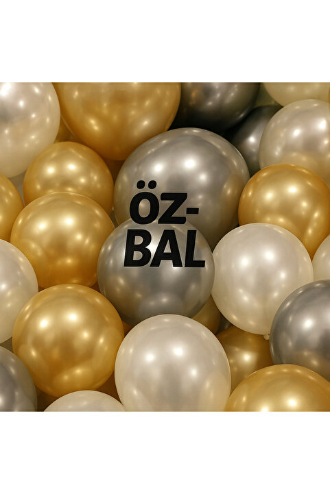 BalonEvi 30 Adet Balon Metalik Renkler Beyaz - Gold - Gümüş