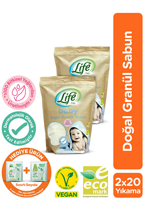 Life By Fakir Fakir By Life Doğal Granül Sabun 1000Gr x2 Adet