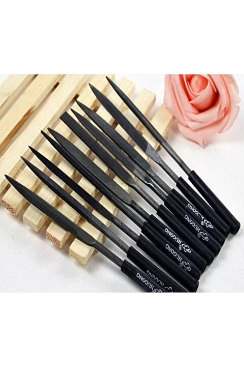 SENBANG 10 Parça Mini Eğe İğne Model Demir Ahşap Metal Törpü Eğe 14 cm