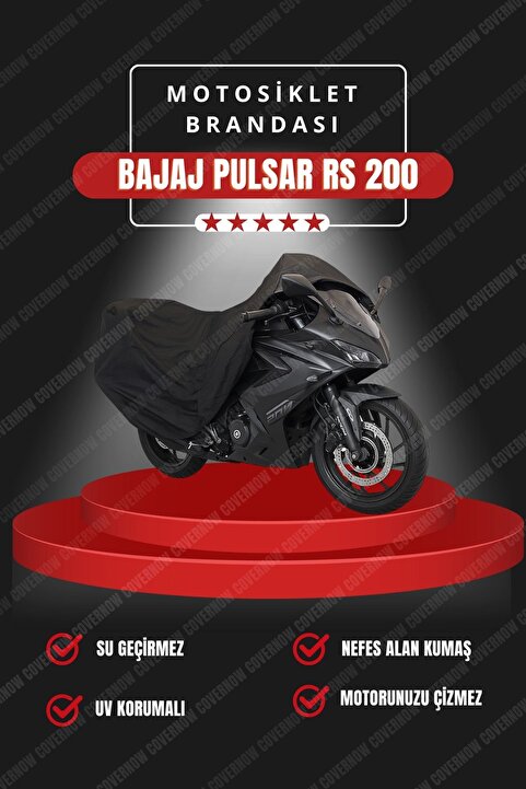 AutoEN Siyah Bajaj Pulsar Rs 200 Motosiklet Brandası Motor Branda