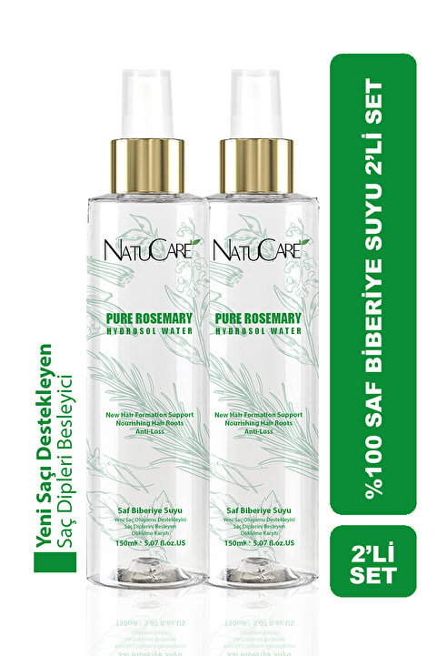 NatuCare Hızlı Saç Uzatma & Dökülme Karşıtı Saç Toniği Saf % 100 Biberiye Suyu Saf Tonik 2 * 150 ml