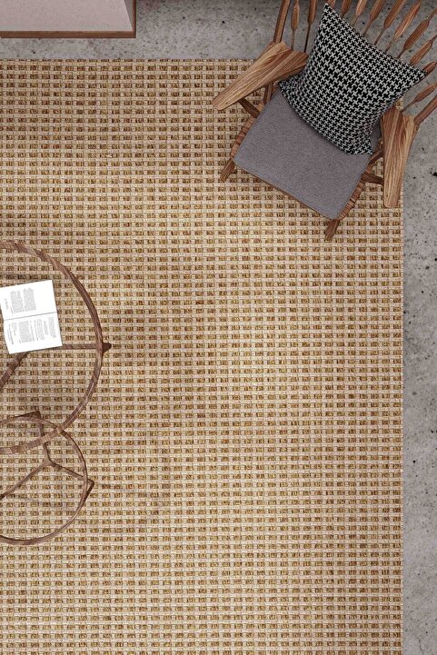 Cool Halı Milano 667 Kahve Hasır Dokulu Halı Kilim Salon Mutfak Koridor Kesme Yolluk Dokuma Makine Halısı