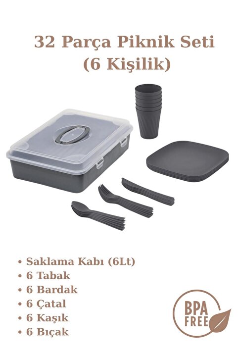 Genel Markalar Piknik Seti Çok Kaliteli 32 Parça 6 Kişilik Piknik Seti