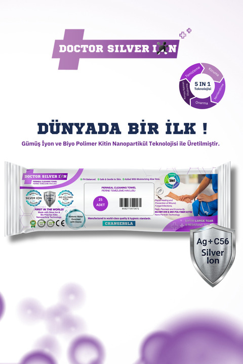 Doctor Silver Ion Gümüş Iyonlu Özel Formül, Kızarık Ve Önleyici Genital Ve Perinel Bölge 25'li (1 Paket) Bakım Mendili