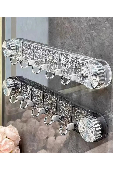 Vezir Aksesuar Delmeden Tak-çıkar! Lüks Güçlü Vantuzlu Şeffaf Askılık – Banyo & Mutfak Için Ideal