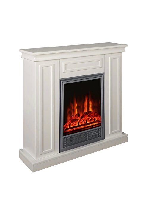 Genel Markalar Dekoratif Elektrikli Şömine Beyaz Kasalı, 90 Cm Bluetoothlu,8 Renkli, Alev Sesli