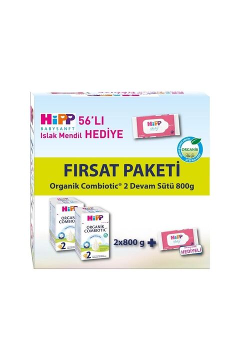 Hipp 2 Organik Devam Sütü Combiotic 800gr x2 Adet (Islak Mendil Hediye)
