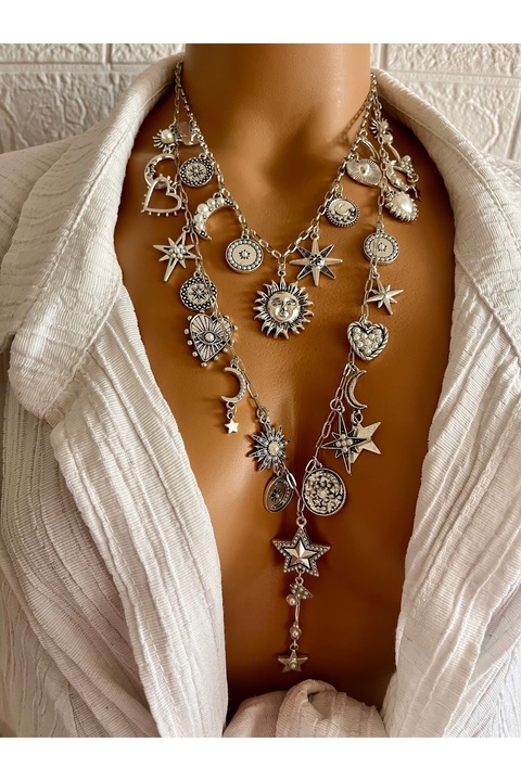 Aka Charm ikili marka model gezegen kolye