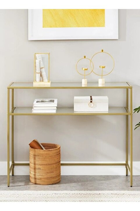 tino furniture Huxxley Gold Cam Raflı Metal Dresuar