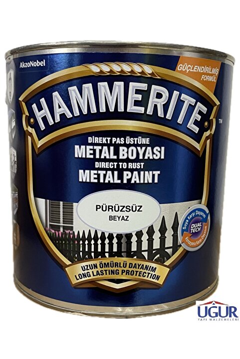 Marshall Hammerite Pas Üstü Metal Boyası Düz Beyaz 0,75lt