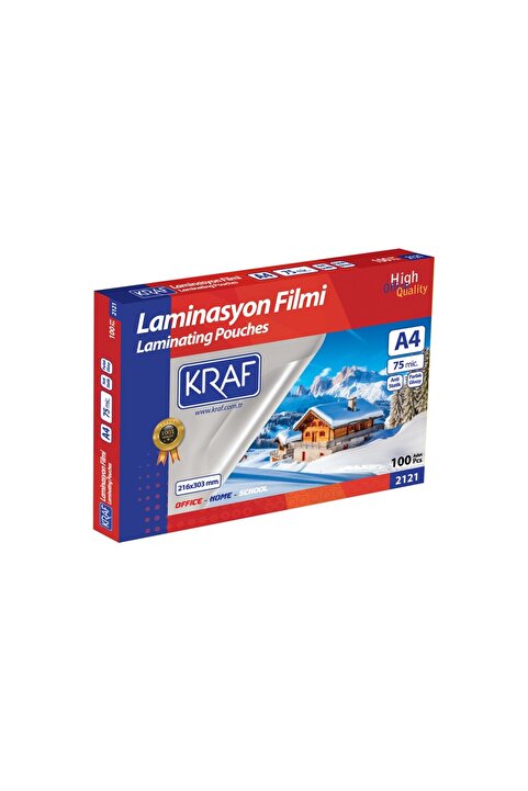 KRAF LAMİNASYON FİLMİ PARLAK A4 75 MİKRON 100 LÜ