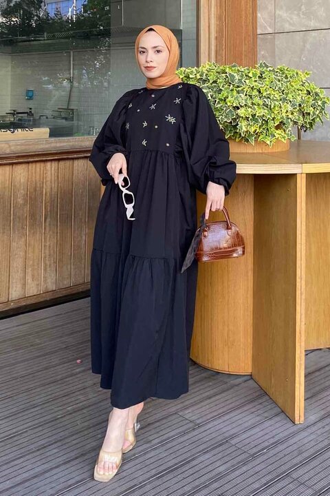 Lamelif Yazlık Elica Elbise Siyah