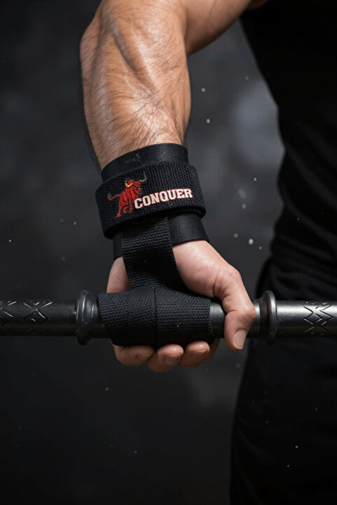 DSport Conquer Big Rıch Grip Pro Lifting Straps Siyah