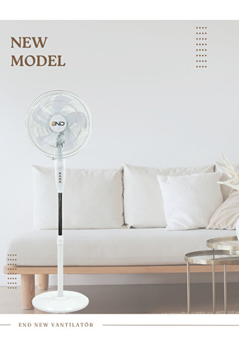 End Vento Sağa Sola Salınımlı 55watt Güçlü Lüx Vantilatör Beyaz