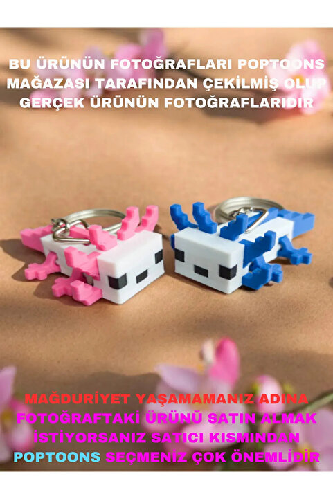 Minecraft Axolotl Hareketli Anahtarlık Sevgili Ikili Takım