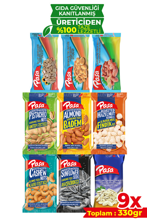 Paşa Kuruyemiş Lezzeti Keşfet 330 gr - 9 Paket (1. KALİTE)