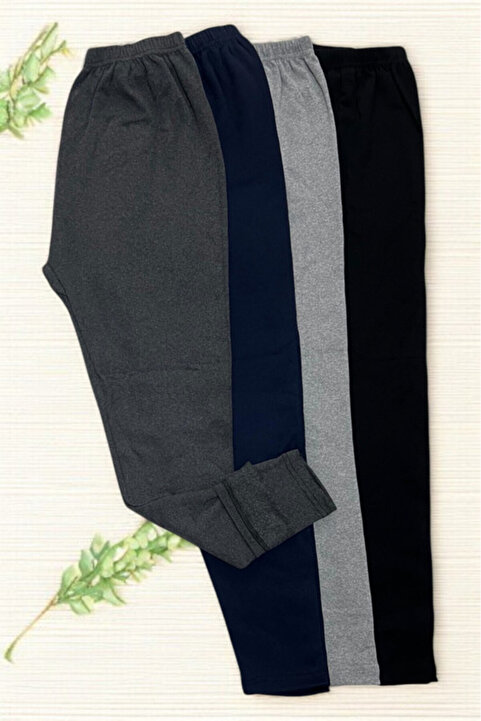 SİERNA 4 Adet Unisex Antrasit Kışlık Tayt Şardonlu Rahat Yumuşak Ağlı Kalın İçlik Tayt srn-003976