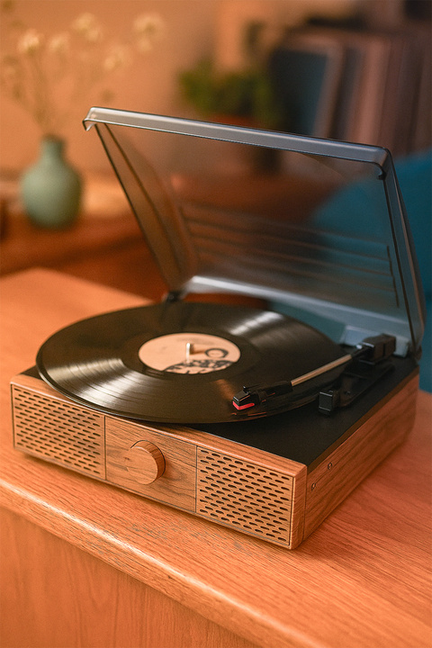Doob Audio Dahili Hoparlörlü Bluetoothlu Ahşap Pikap DB-9191 Rustik