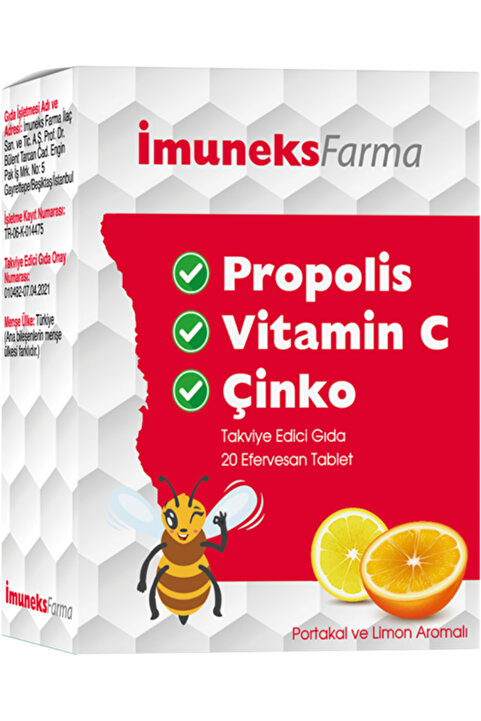 Imuneks Farma Propolis + Vitamin C + Çinko 20 Efervesan Tablet