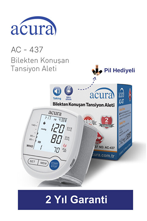 Acura Ac-437 S Bilekten Ölçer Konuşan Tansiyon Aleti