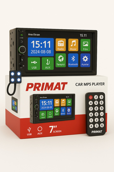 PRİMAVAT CPR 7 Inc Türkçe Menü Double Teyp Bluetooth Usb Sd Işıklı Kameralı