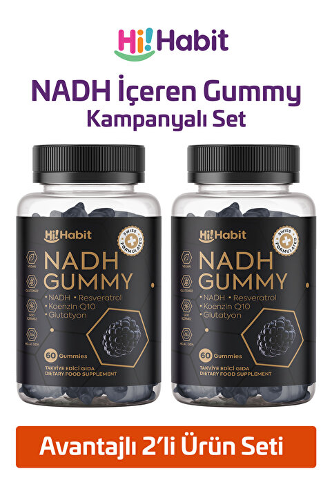 Hi Habit Nadh Gummy – Glutatyon, Koenzim Q10 Ve Resveratrol Içeren Vegan Takviye Gıda (60 GÜNLÜK)