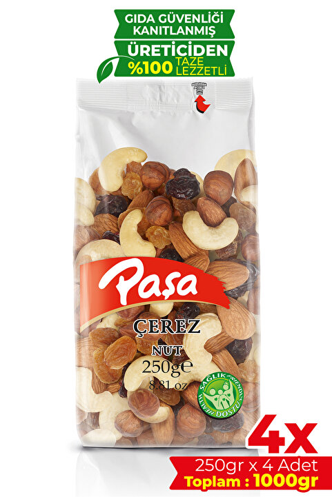 Paşa Kuruyemiş Çiğ Karışık Kuruyemiş 250 gr X 4 Adet (1 KG)
