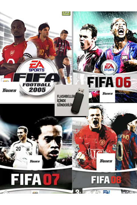 Tigdes 🎮 FIFA Football 2005-2008 PC Oyunu | 4’lü Efsane Seri | Kuruluma Hazır Flash Bellek | Windows