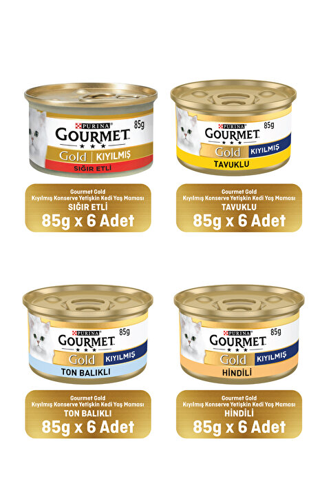 Gourmet Karışık Kıyılmış Konserve Yetişkin Kedi Yaş Maması 24 X 85 gr