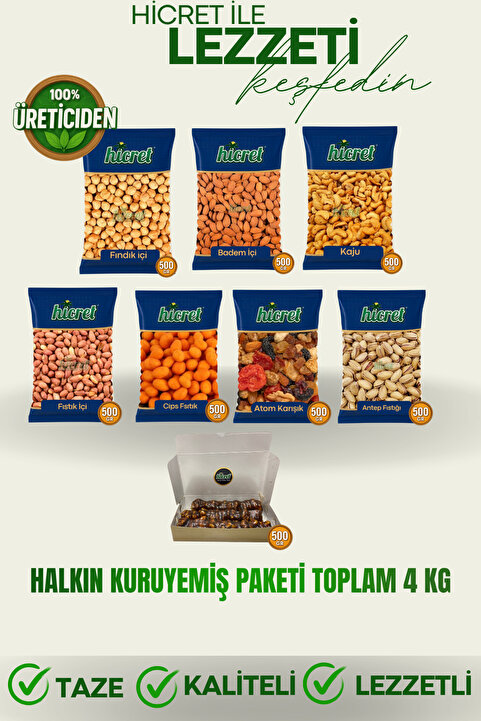 hicret Halkın Kuruyemiş Paketi 8 Parça 4 kg - Atıştırmalık Çerez