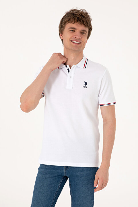 U.S. Polo Assn. Erkek Regular Fit Beyaz Polo Yaka Basic Tişört 50306011-VR013