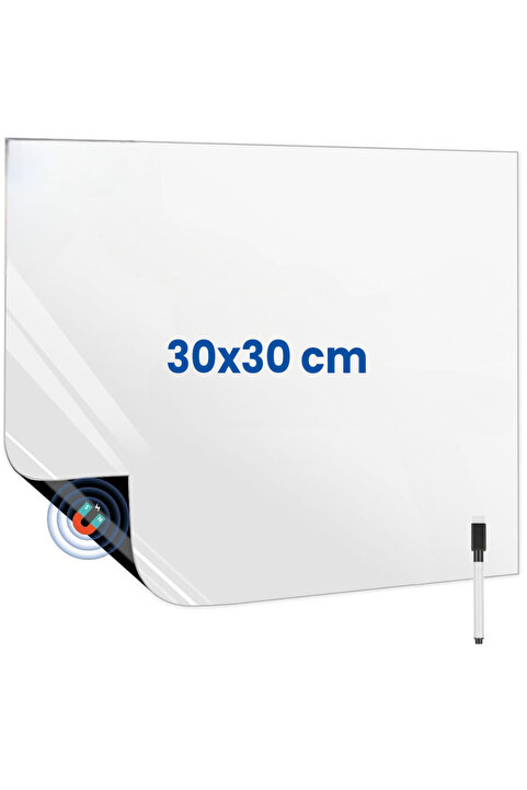 Tutunabilir Kağıt Mıknatıslı Manyetik Magnet Beyaz Tahta 30cm x 30cm Katlanabilir Silinebilir Yazı Tahtası + Kalem