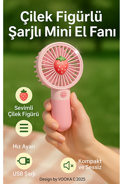 VOOKA Fan Soğutucu Mini Vantilatör Klima Güçlü Serinletici Taşınabilir Şarjlı Masa Üstü Sessiz Standlı