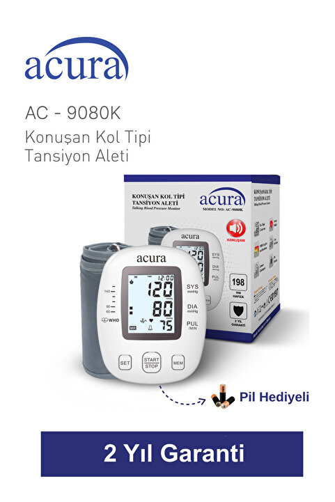 Acura 9080k Türkçe Konuşan Tam Otomatik Üst Koldan Tansiyon Aleti Çanta Hediyeli (yeni Kasa)