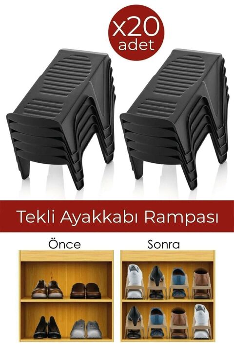 Webmall 20 Adet Tekli Ayakkabı Rampası Ayakkabı Düzenleyici Dolap İçi Organizer
