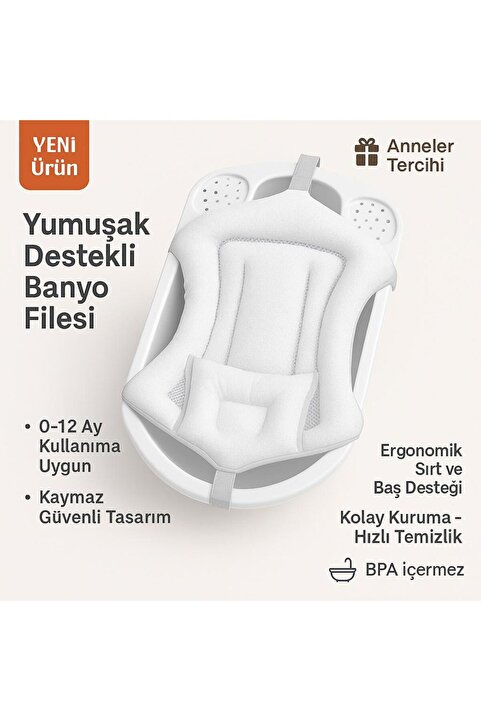 Zuu Baby Kafa Yastıklı Köpük MODERN File, Bebek Banyo Filesi ( Katlanır Küvet Için Uyumludur. )